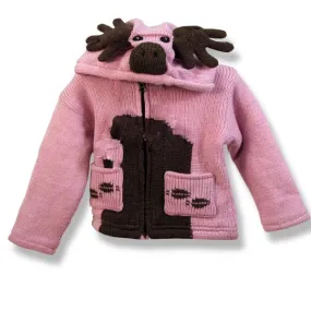 100% Wool Jacket with Zip-Off Hood for Kids, fleece lining. Handmade in Nepal.