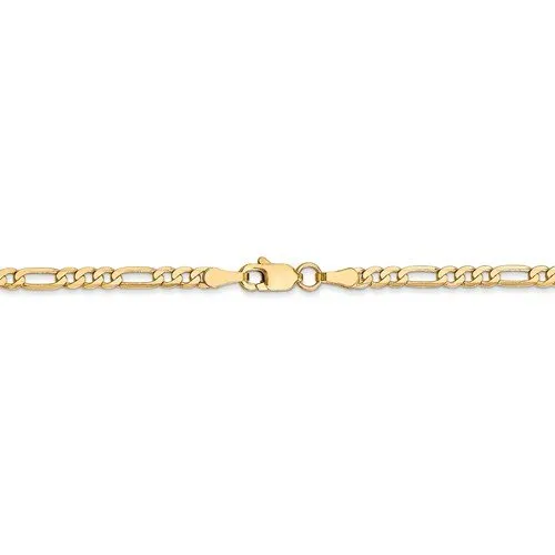 14KT GOLD 2.75MM SOLID FLAT FIGARO CHAIN BRACELET