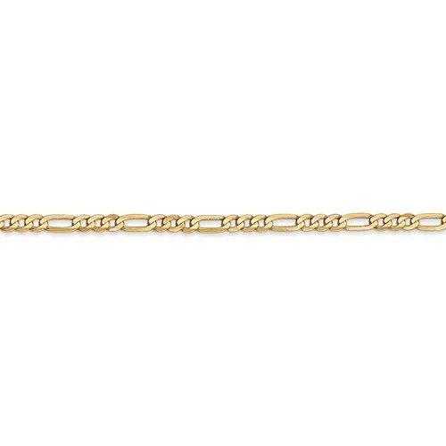 14KT GOLD 2.75MM SOLID FLAT FIGARO CHAIN BRACELET