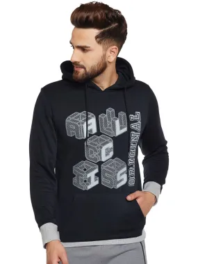 Alcis Men Black Printed Hooded Sweatshirt 156MSS237