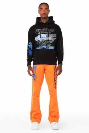 Aleksey Black/Orange Graphic Hoodie/Track Pant Set