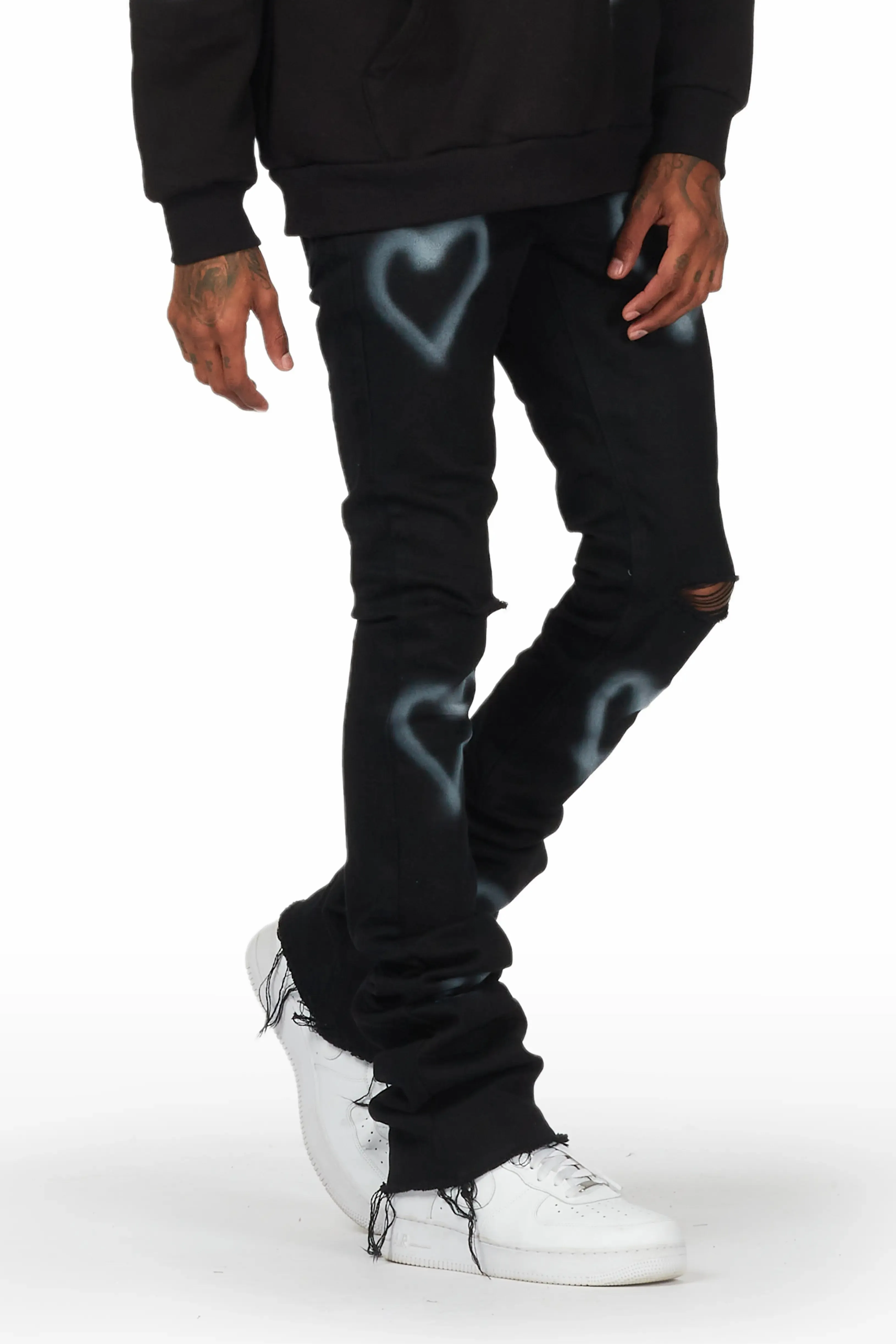 Apollo Black Super Stacked Flare Jean