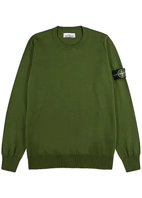 Army green logo cotton jumper