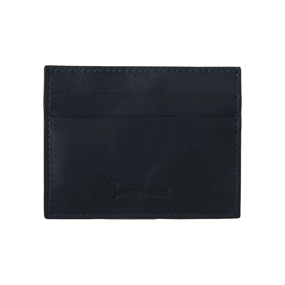 Billionaire Italian Couture Elegant Blue Leather Men's Wallet