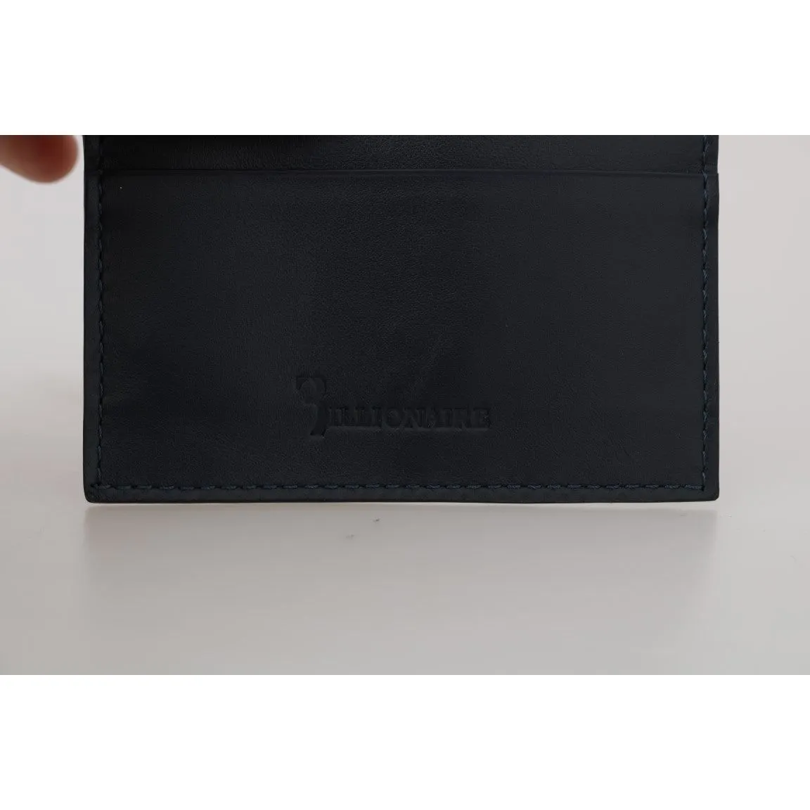 Billionaire Italian Couture Elegant Blue Leather Men's Wallet