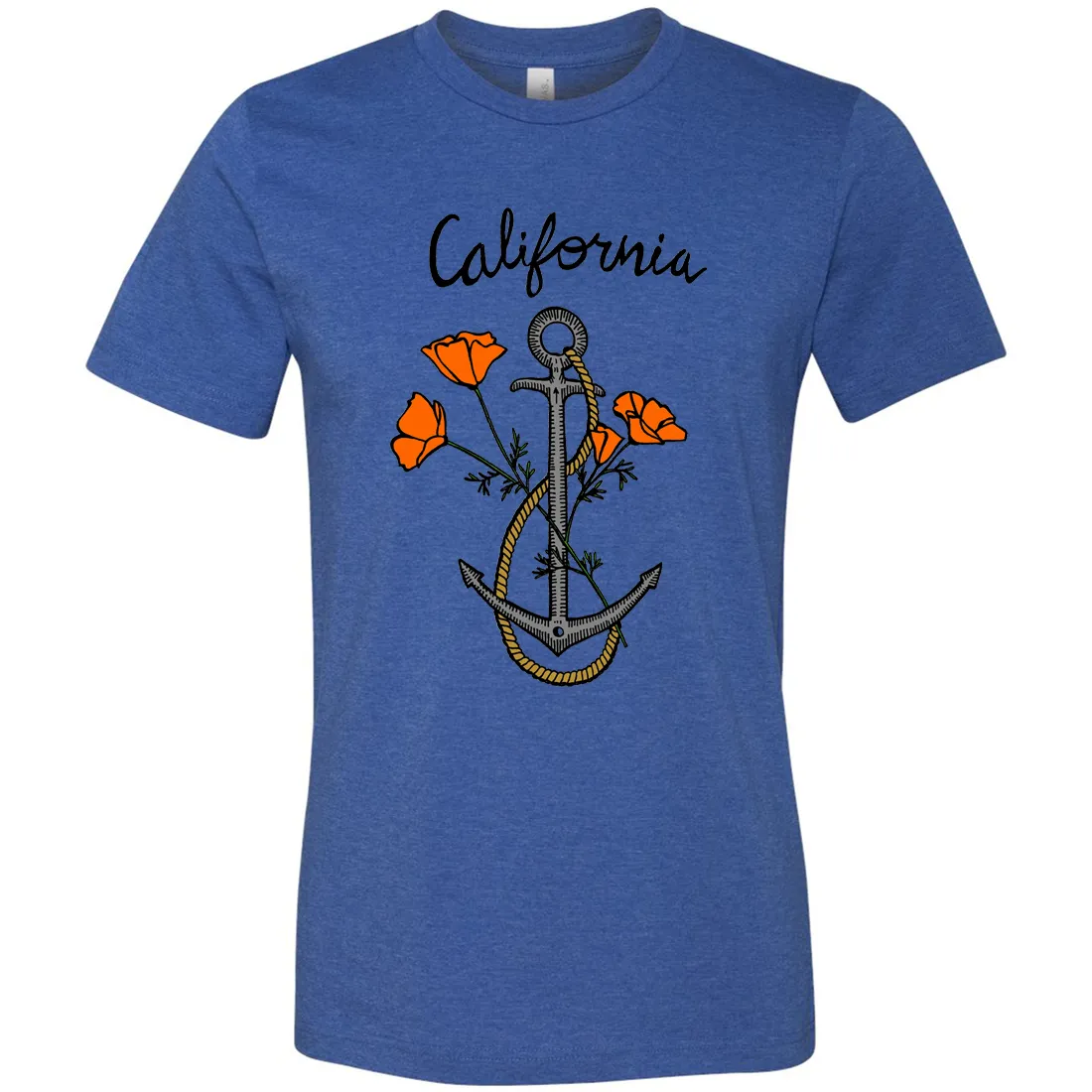 California Anchor Poppies Asst Colors Mens Lightweight Fitted T-Shirt/tee