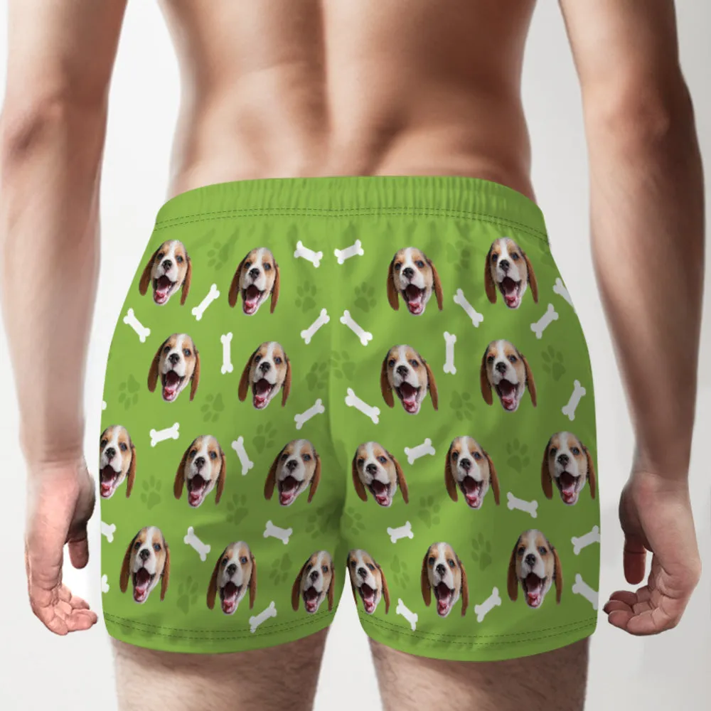 Custom Dog Face Multicolor Boxer Shorts Personalized Casual Underwear Gift for Him