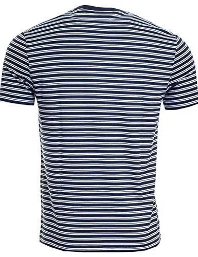 LACOSTE MERCERISED JERSEY STRIPED MENS T-SHIRT L NAVY BLUE/WHITE