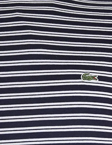 LACOSTE MERCERISED JERSEY STRIPED MENS T-SHIRT L NAVY BLUE/WHITE