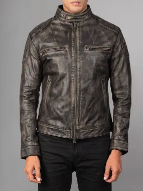 Men 2023 Casual Motor Distressed Leather Jacket