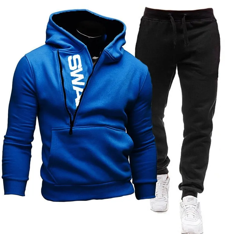 Men Casual Tracksuit Sweatshirt Sweatpant 2 Pieces Set Men's Sportswear Outfit Autumn Winter Hooded Male Pullover Hhoodies Suit