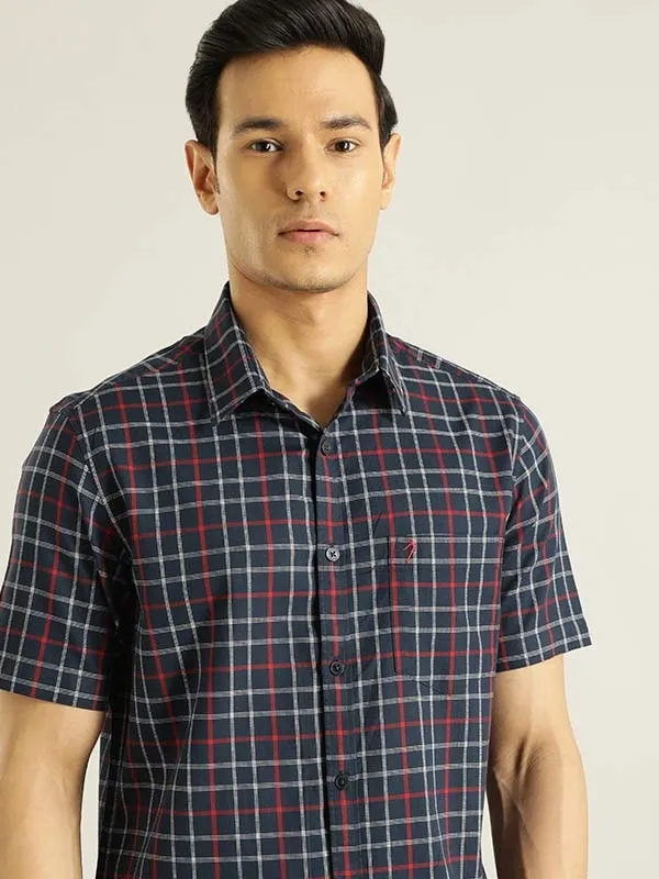 Men Checked Half Sleeve Cotton Shirt