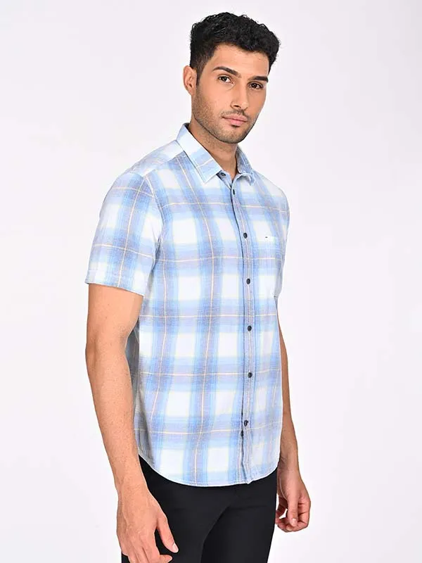 Men Checked Half Sleeve Cotton Shirt