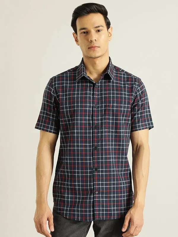 Men Checked Half Sleeve Cotton Shirt