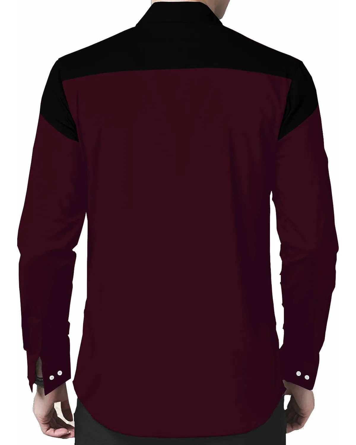 MEN FULL HAND MAROON-BLACK SHIRT