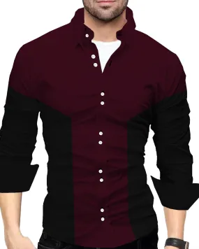 MEN FULL HAND MAROON-BLACK SHIRT