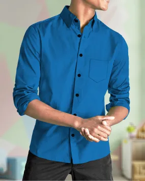 MEN PLAIN ROYAL BLUE FULL HAND SHIRT