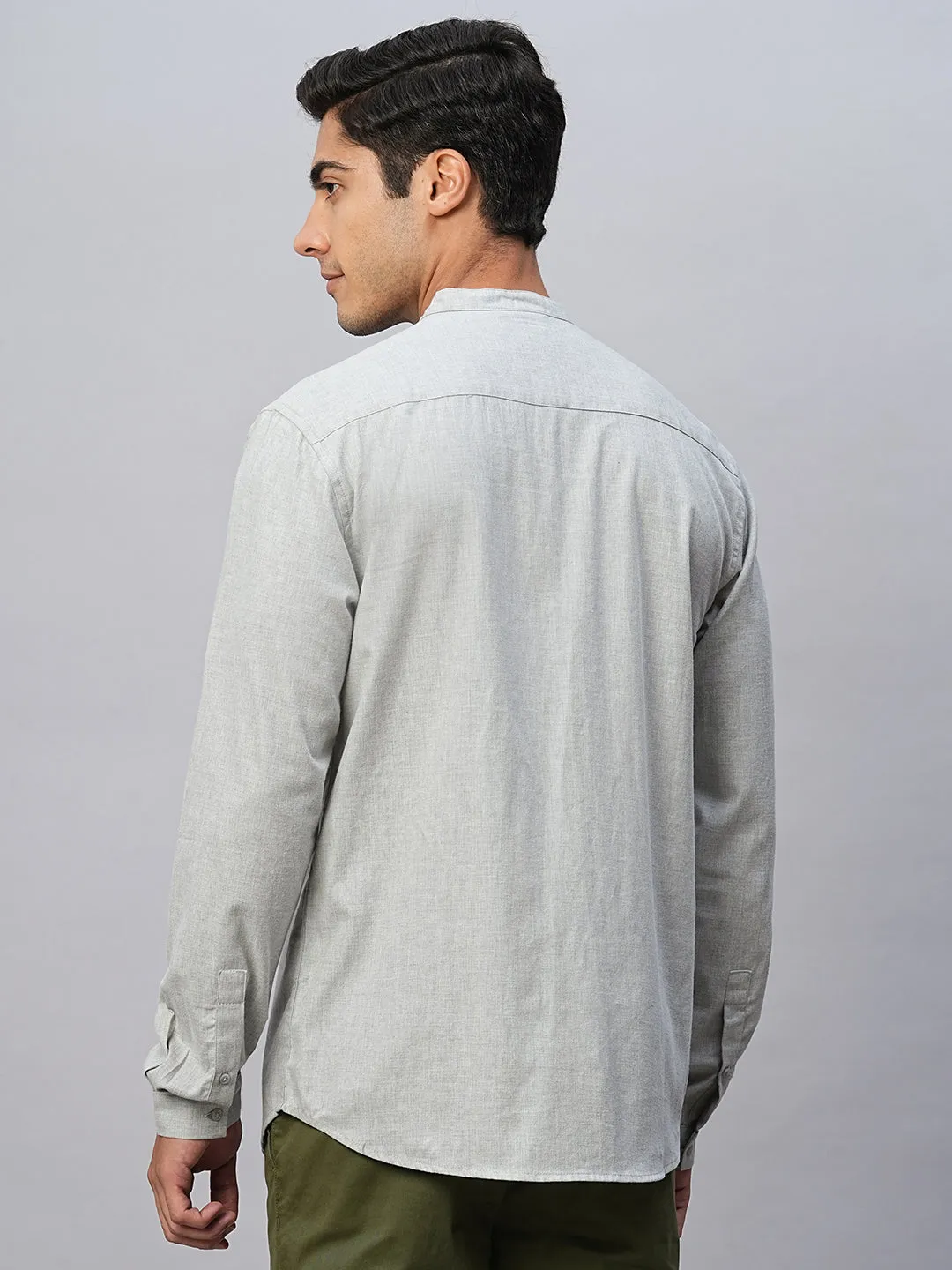 Men's Grey Cotton Regular Fit Shirt