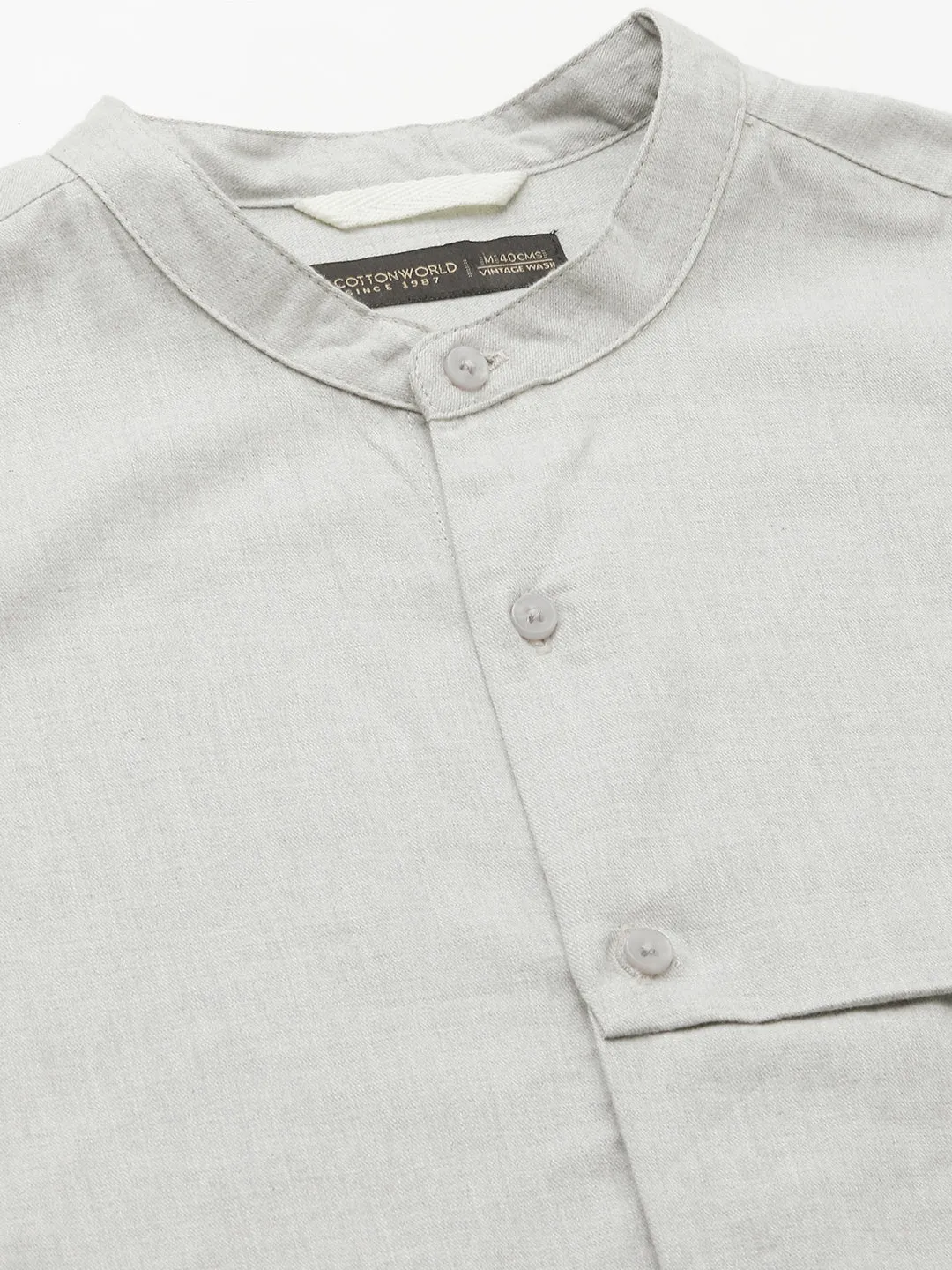 Men's Grey Cotton Regular Fit Shirt