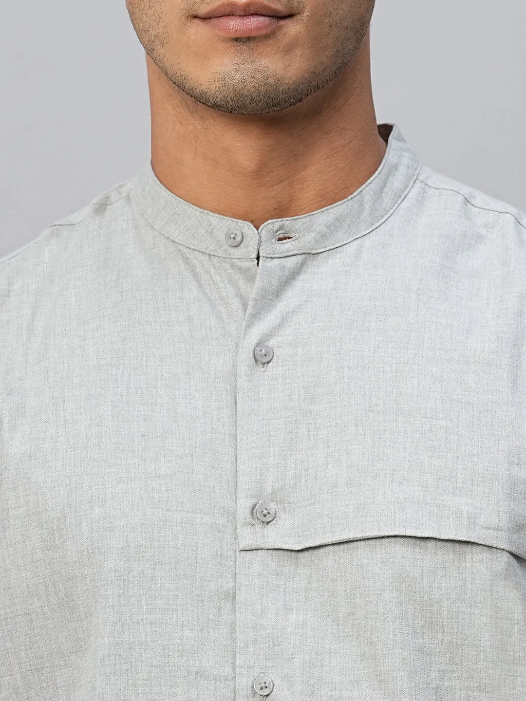 Men's Grey Cotton Regular Fit Shirt