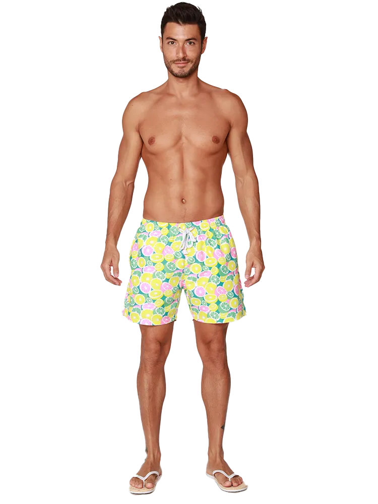 Men's Swim Trunks with citrus print (698)