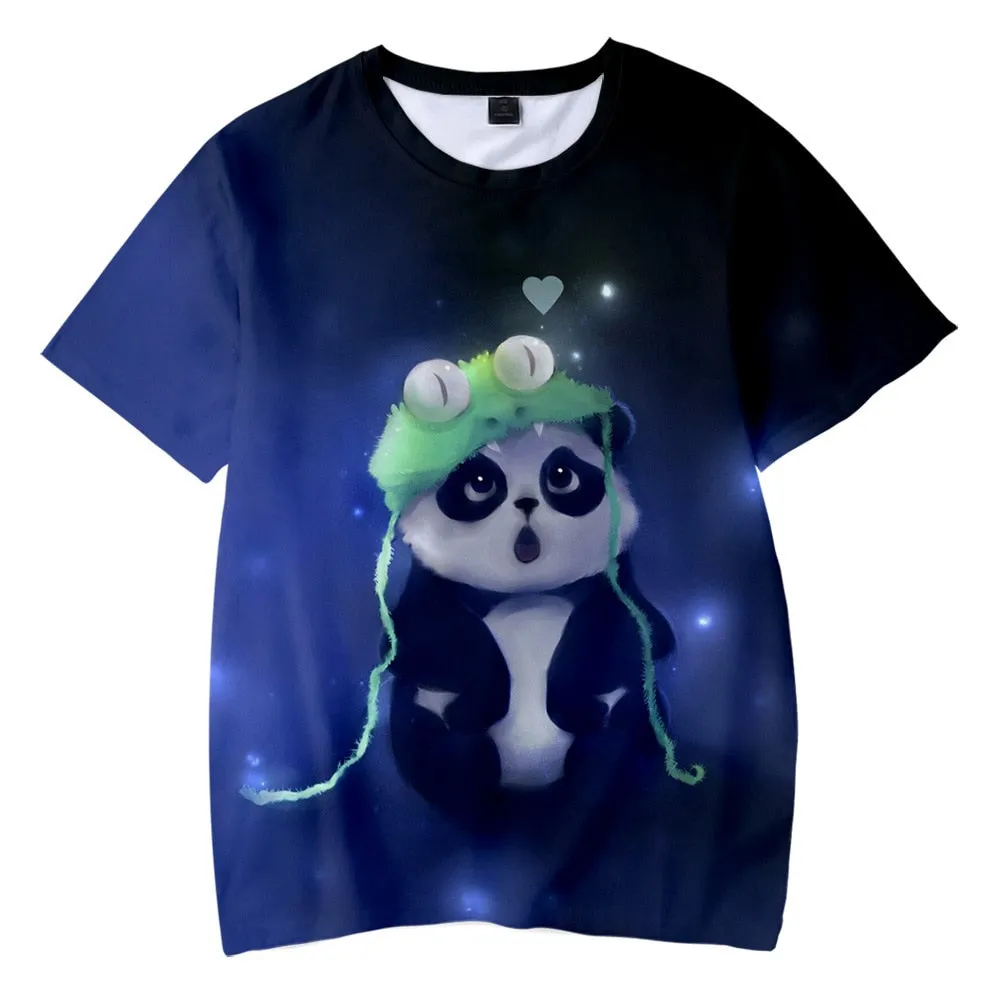 New Animal Panda 3D Printing T-shirt Ladies Men Boys Girls Children Harajuku Short Sleeve Funny Graphic Casual Clothing Tops