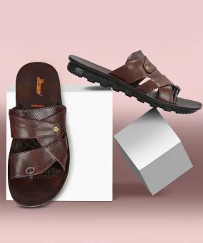 Paragon Men's Slip-on Brown Sandals for Men | Comfortable Sole & Durable