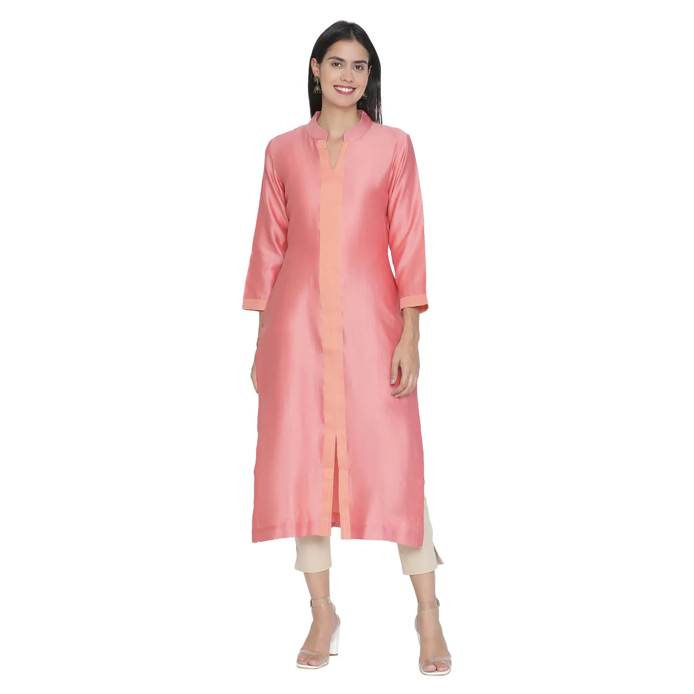 Peach Woven Design Unstitched Suit Co-ords Set