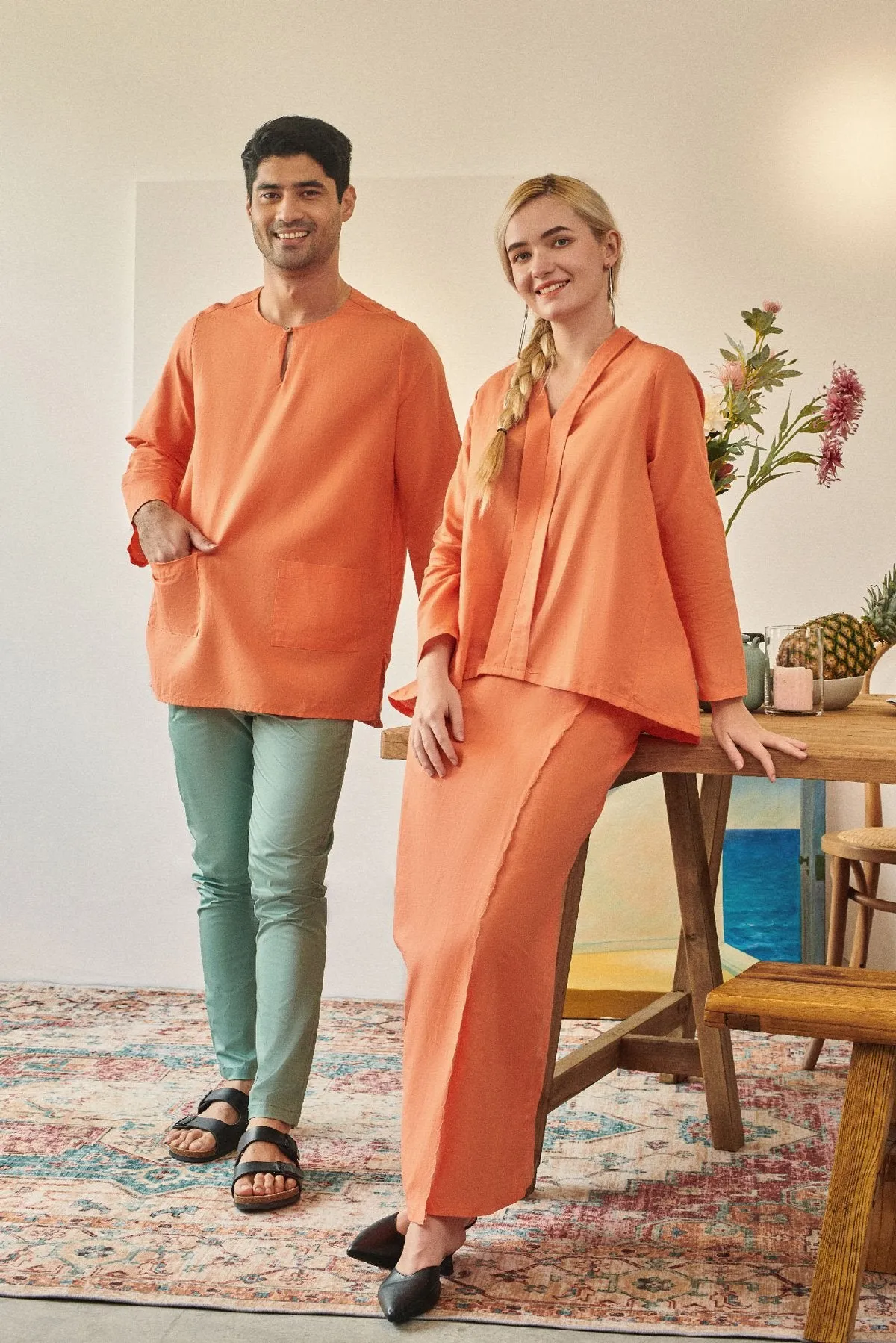 Rasa Sayang Men Kurta - Salmon