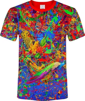 Rave Shirt Neon Glow in UV Fluorescent Splash Flamingo