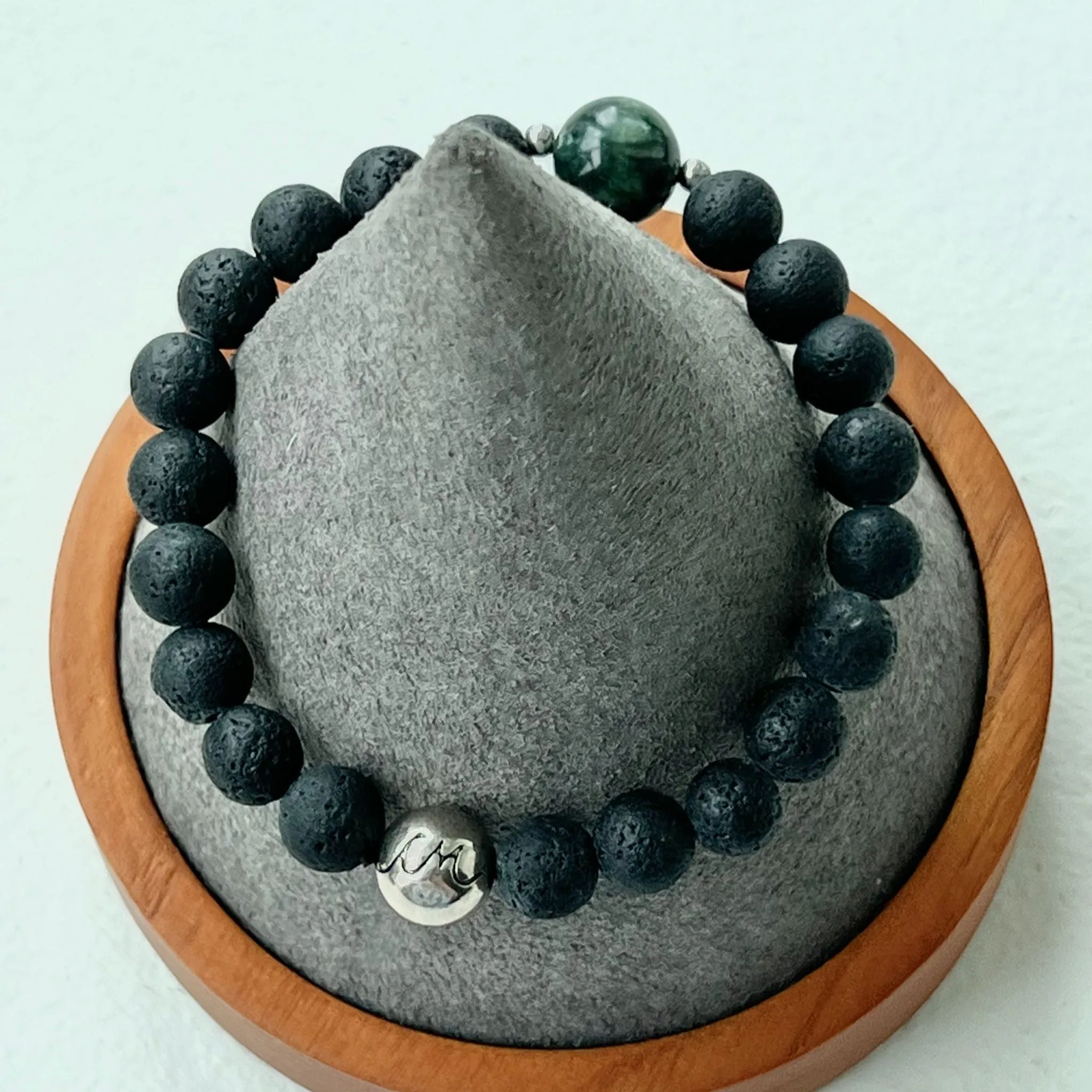 Seraphinite & Lava Stone Men Bracelet