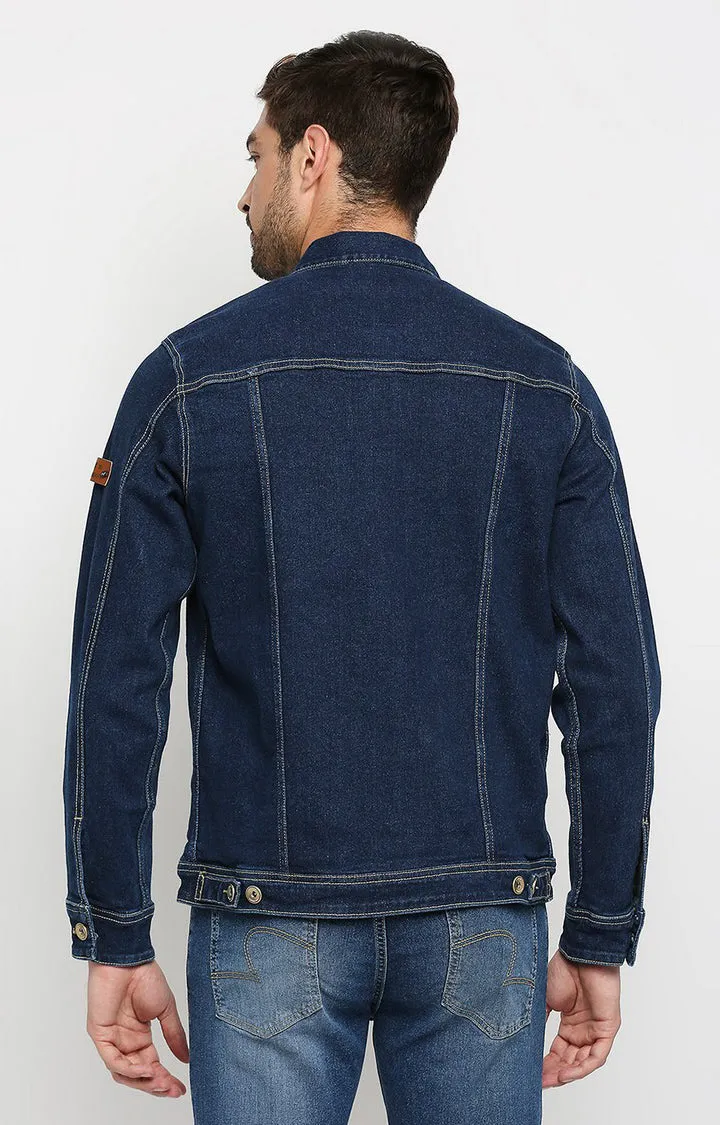 Spykar Men Blue Cotton Slim Fit Denim Jacket