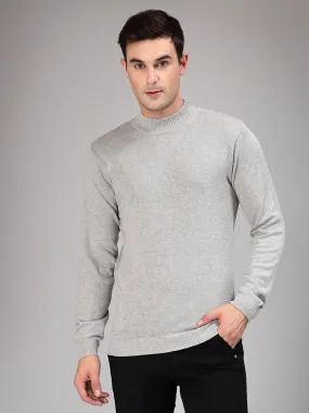 Style Quotient Men Solid Grey Knitted Regular Sweater