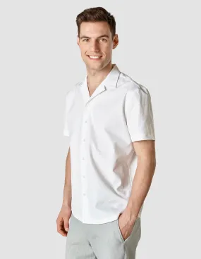 Tech Linen Bowling Short Sleeve Shirt Pure White