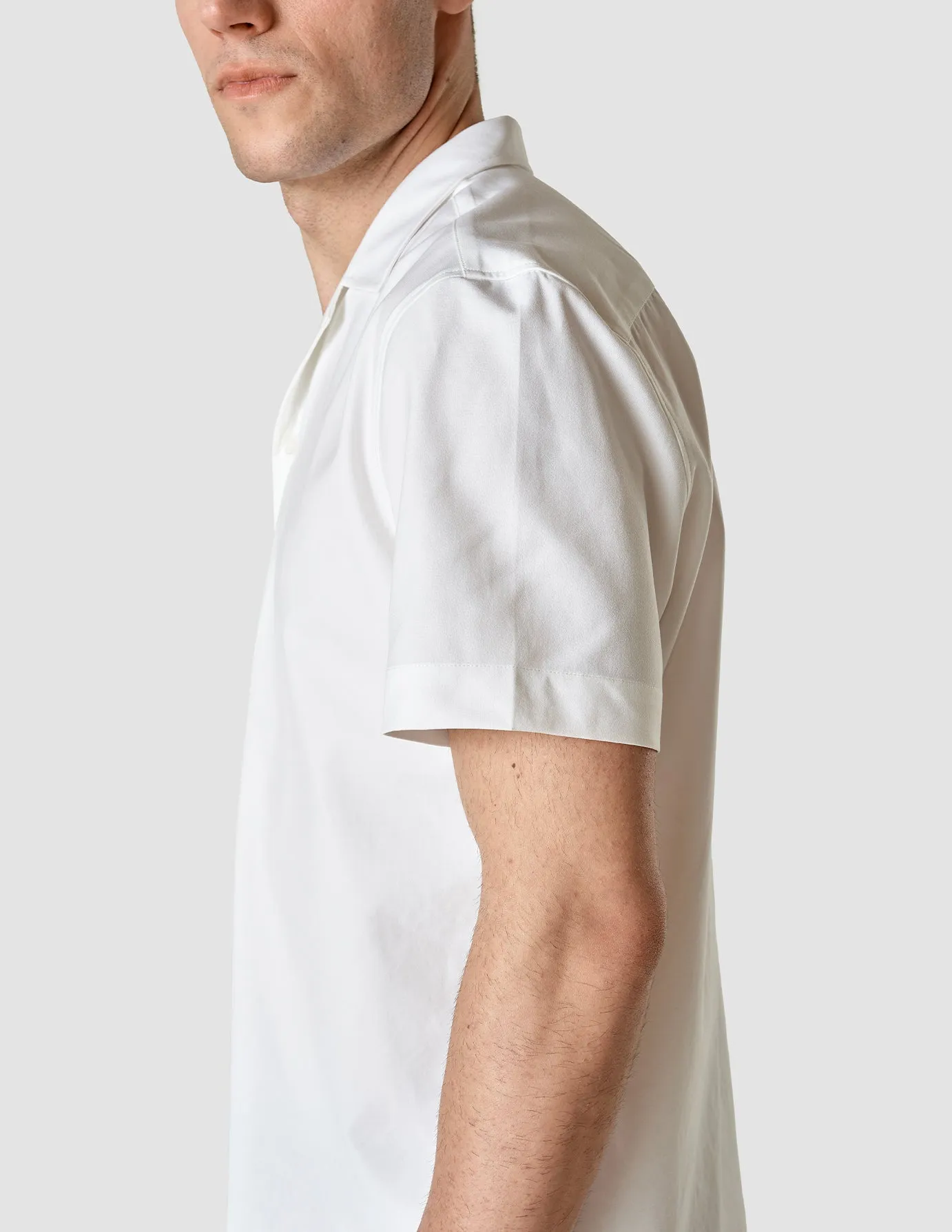 Tech Linen Bowling Short Sleeve Shirt Pure White