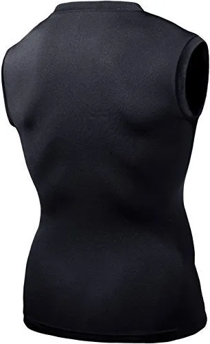 Tesla Mens X-Large Black Compression Muscle Tank - Cool Dry Tech, Sleeveless Baselayer R15